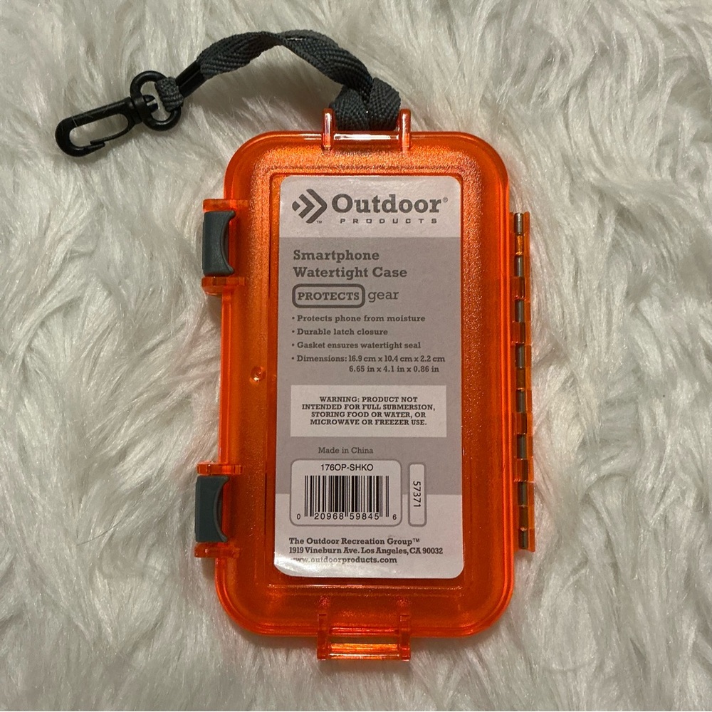 Bright orange smartphone watertight case with wristlet